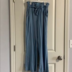Paper bag waist wide leg pants